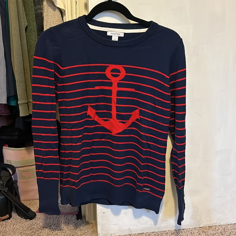 Navy + Red Striped Nautica Sweater